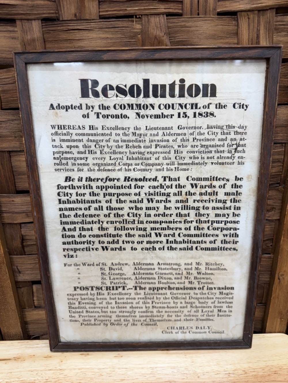 Original Rare Antique 1838 Toronto Ephemera  Resolution